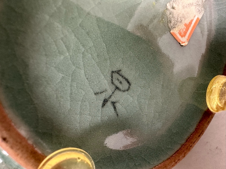 Signed Korean Celadon Porcelain Teapot 7W X 6H [Photo 11]