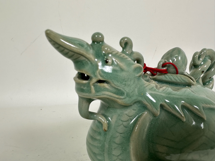 Signed Korean Celadon Porcelain Teapot 7W X 6H [Photo 5]