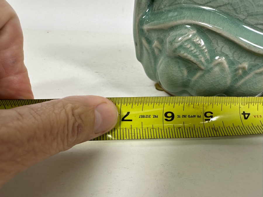 Signed Korean Celadon Porcelain Teapot 7W X 6H [Photo 12]