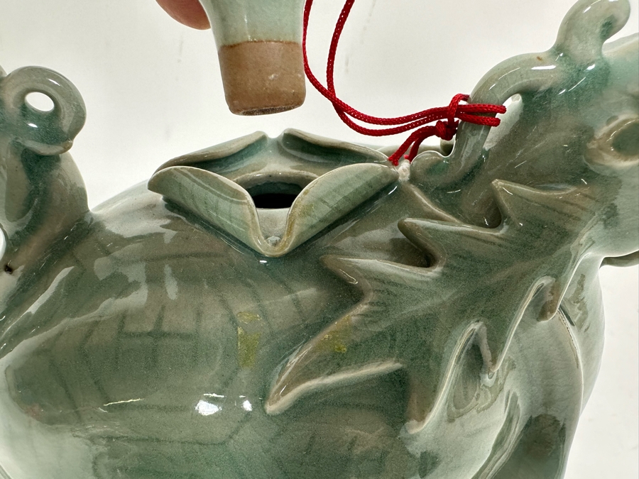 Signed Korean Celadon Porcelain Teapot 7W X 6H [Photo 8]