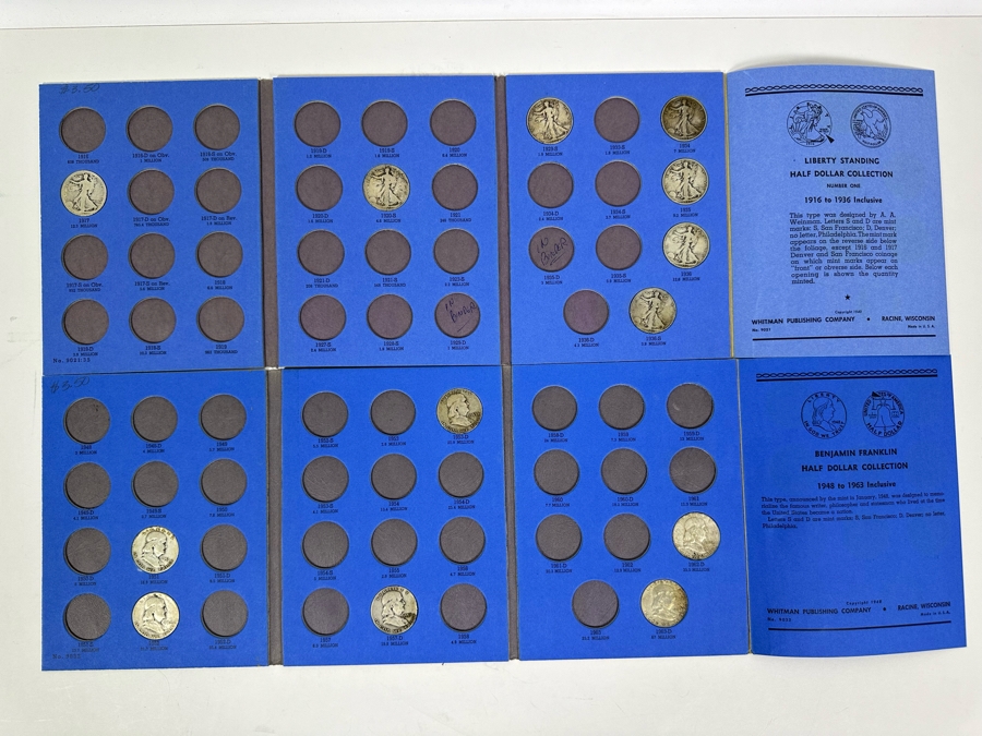 Liberty Standing Half Dollar 1916-1936 & Benjamin Franklin Half Dollar 1948-1963 Coin Collection See Photos [Photo 2]