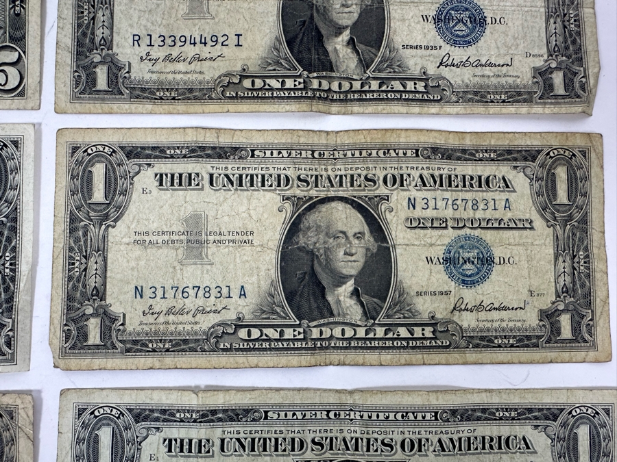 (7) $1 Silver Certificates From 1923, 1935, 1957 And (1) $5 Silver Certificate 1934 [Photo 15]