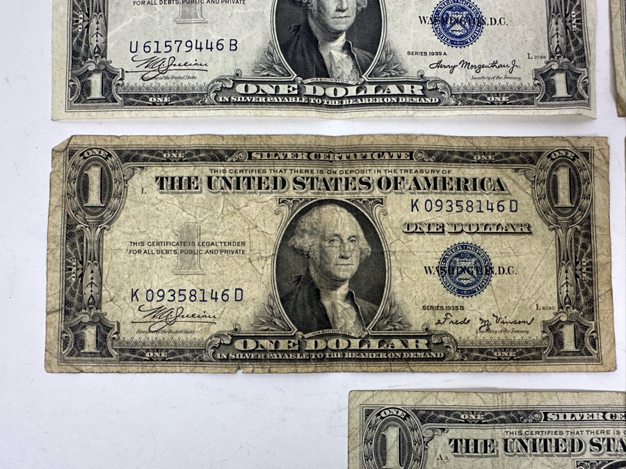 (7) $1 Silver Certificates From 1923, 1935, 1957 And (1) $5 Silver Certificate 1934 [Photo 9]