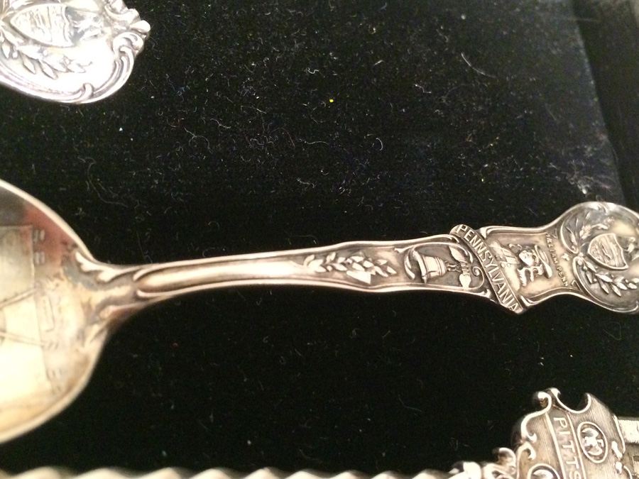 Huge Lot of 19 Silver Vintage Souvenir Spoons [Photo 41]
