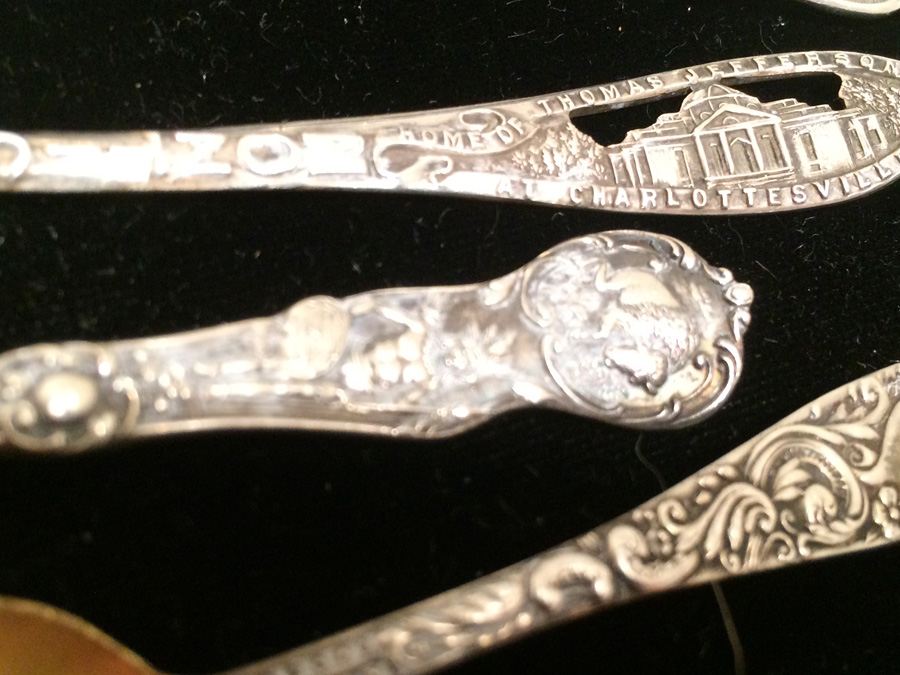 Huge Lot of 19 Silver Vintage Souvenir Spoons [Photo 25]