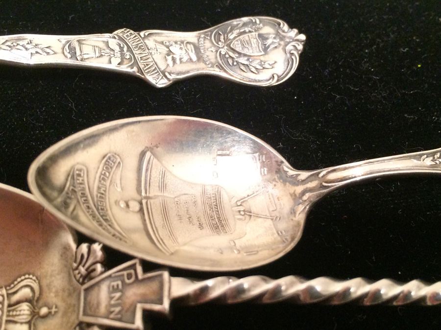 Huge Lot of 19 Silver Vintage Souvenir Spoons [Photo 42]