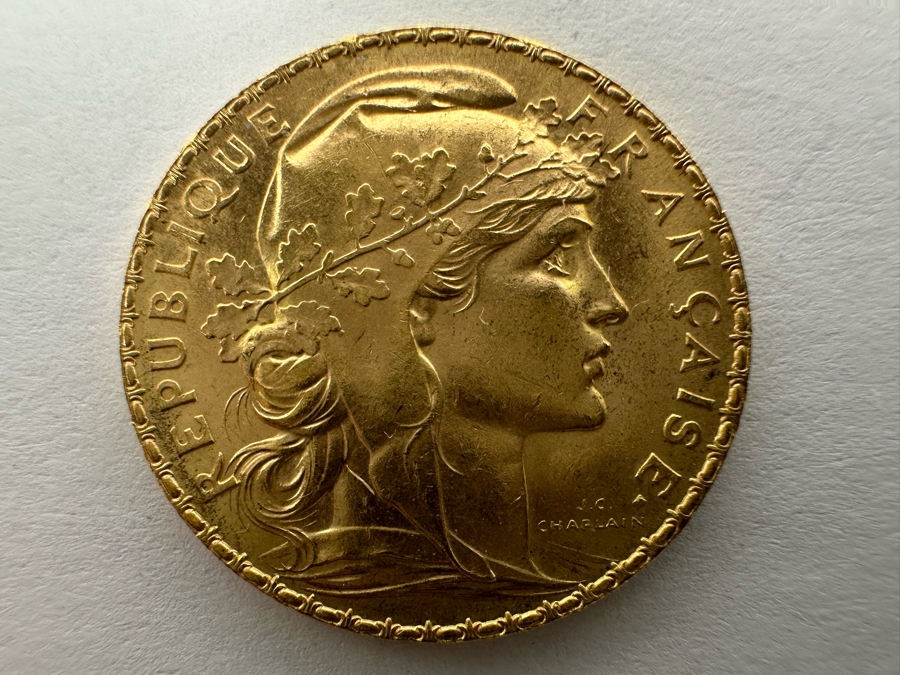 Antique 1913 20 Franc Gold Coin France Rooster Coin [Photo 2]