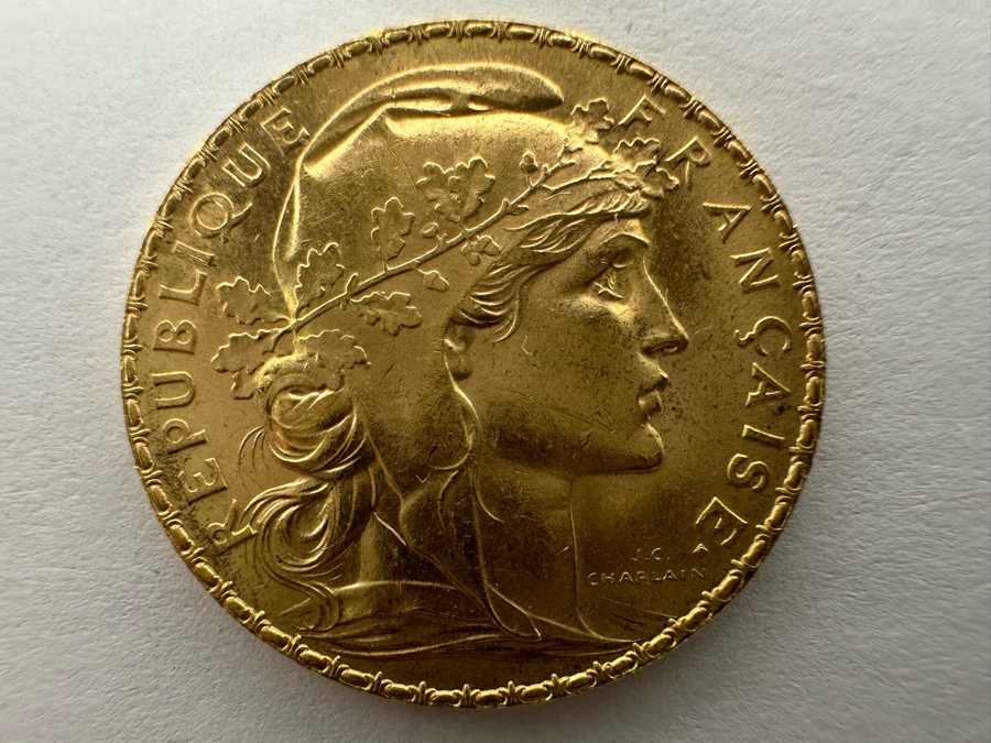 Antique 1913 20 Franc Gold Coin France Rooster Coin