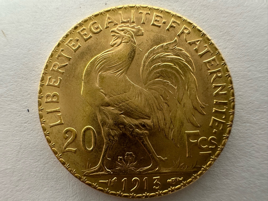 Antique 1913 20 Franc Gold Coin France Rooster Coin [Photo 6]