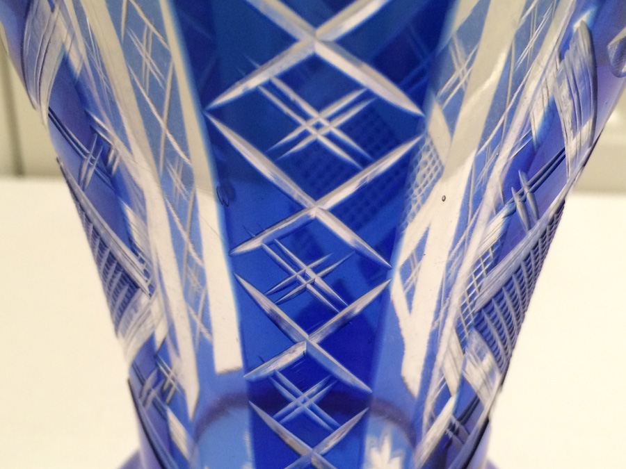Vintage Cobalt Blue Cut Glass Vase [Photo 8]