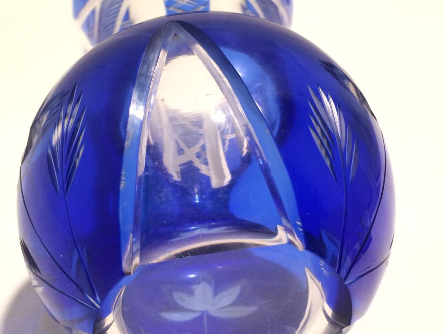Vintage Cobalt Blue Cut Glass Vase [Photo 11]