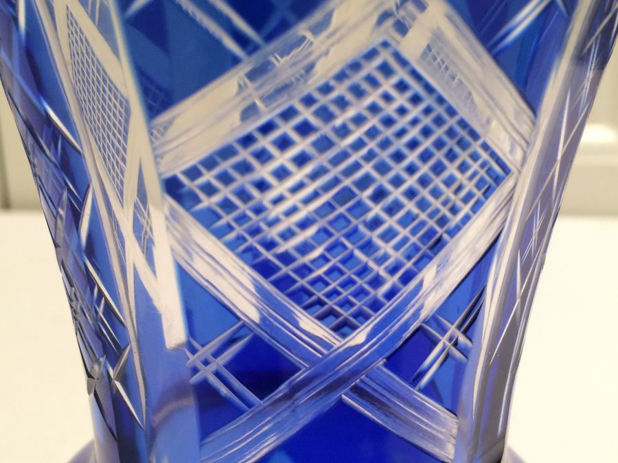 Vintage Cobalt Blue Cut Glass Vase [Photo 7]