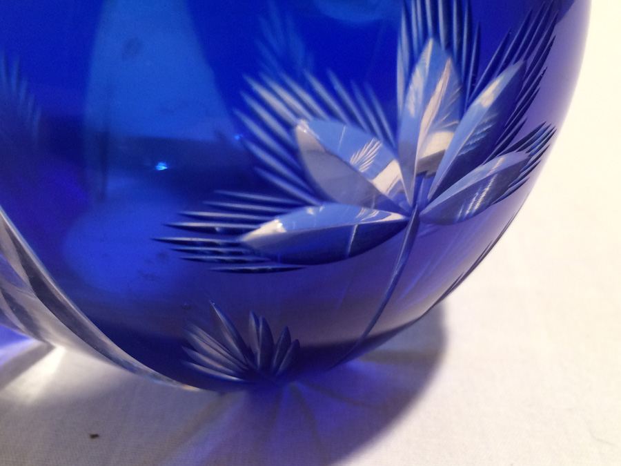 Vintage Cobalt Blue Cut Glass Vase [Photo 9]