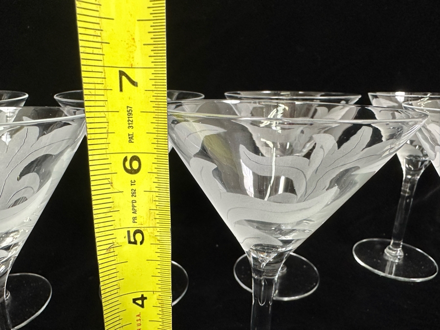 Seven Vintage Etched Stemware Glasses 6.5H [Photo 7]