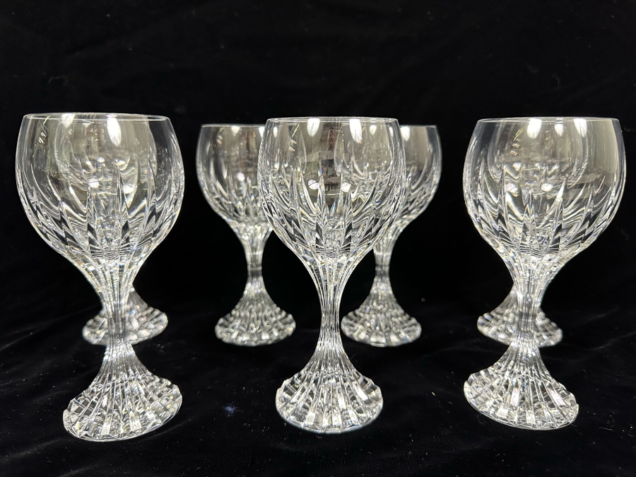 Baccarat France Crystal Stemware Bordeaux Wine Glasses Massena Pattern 6H - 7 Glasses Retails $1,750 [Photo 1]