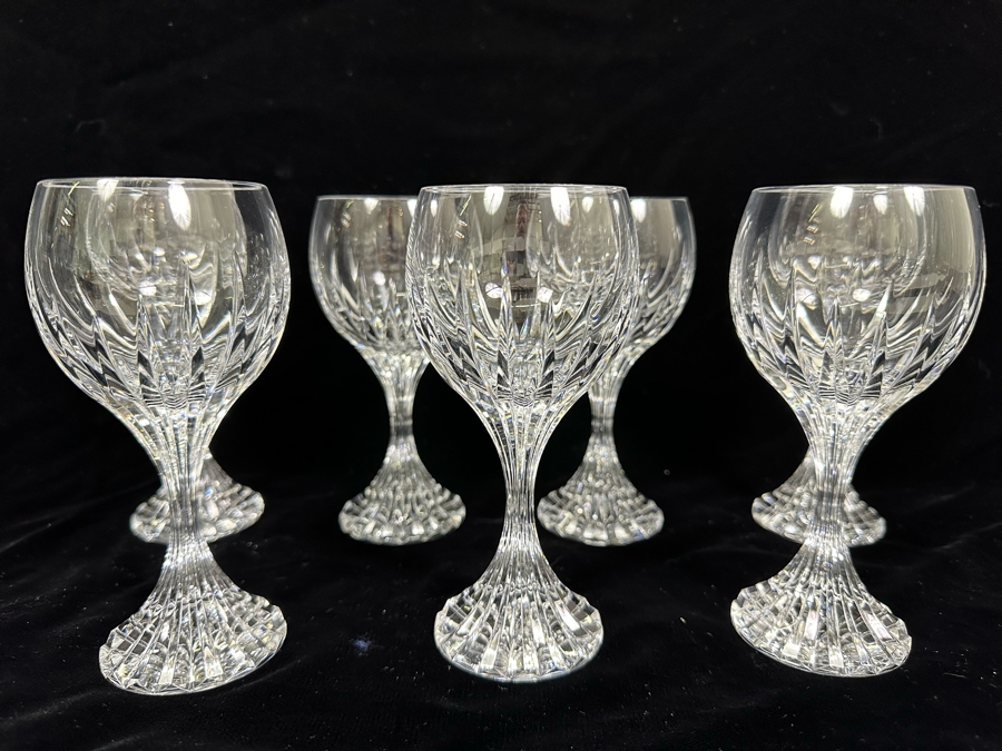 Baccarat France Crystal Stemware Bordeaux Wine Glasses Massena Pattern 6H - 7 Glasses Retails $1,750