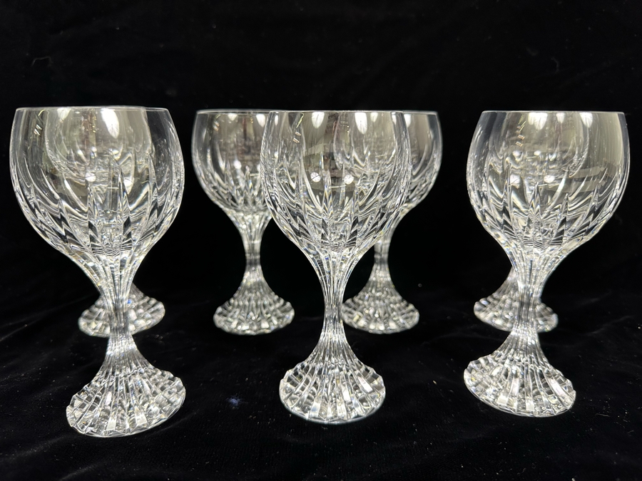 Baccarat France Crystal Stemware Bordeaux Wine Glasses Massena Pattern 6H - 7 Glasses Retails $1,750 [Photo 3]