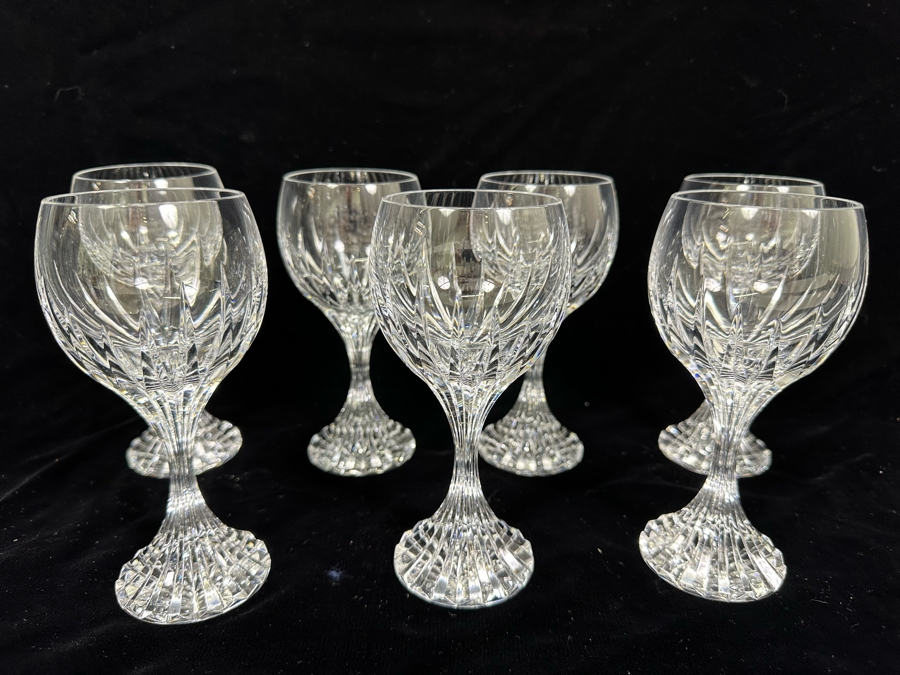 Baccarat France Crystal Stemware Bordeaux Wine Glasses Massena Pattern 6H - 7 Glasses Retails $1,750 [Photo 2]