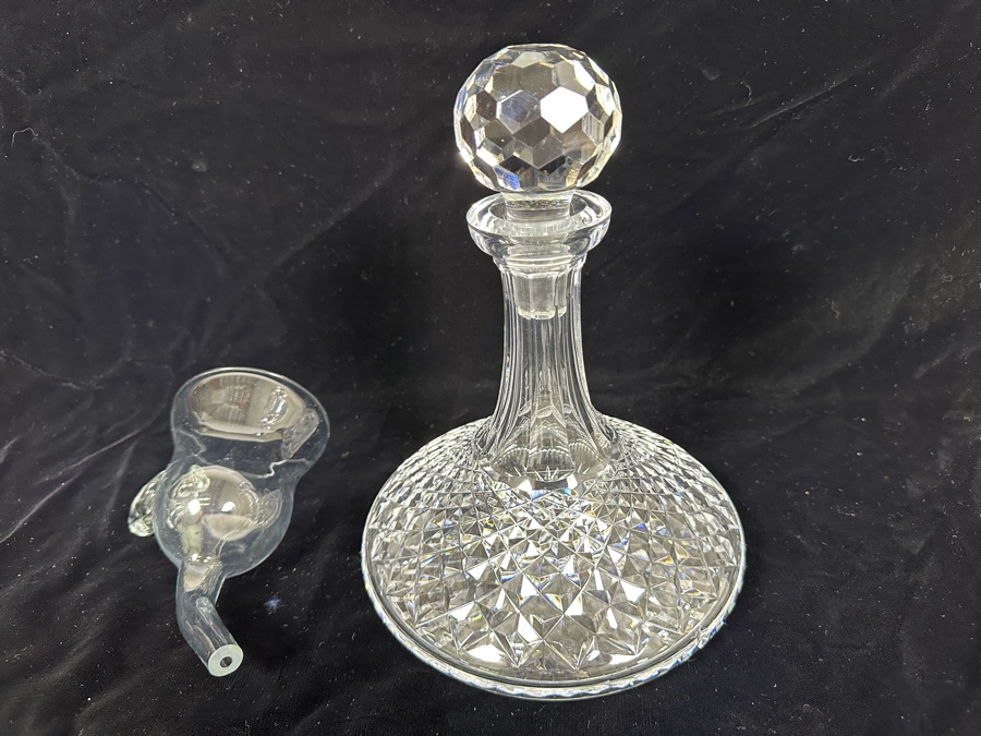 Crystal Liquor Decanted With Stopper 10H And Glass Wine Funnel [Photo 1]