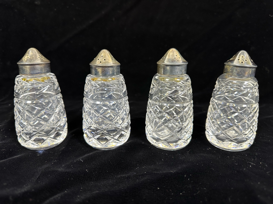 (4) Waterford Crystal Salt Shakers 3.75H