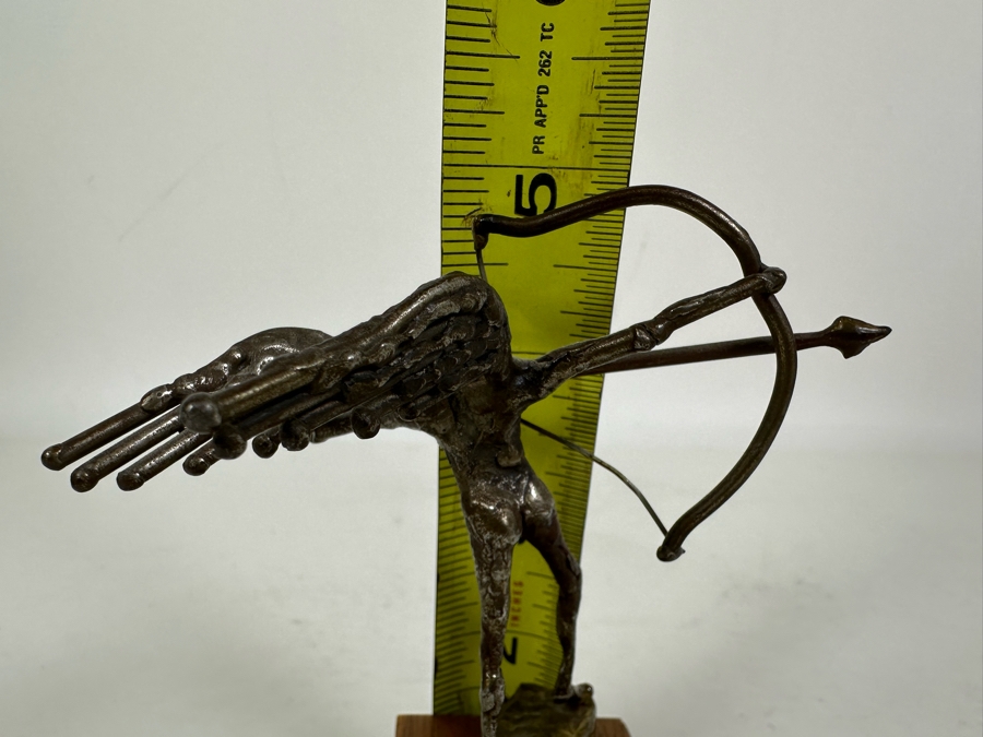 Vintage 1971 Signed Metal Sculpture On Wooden Base 5H [Photo 10]