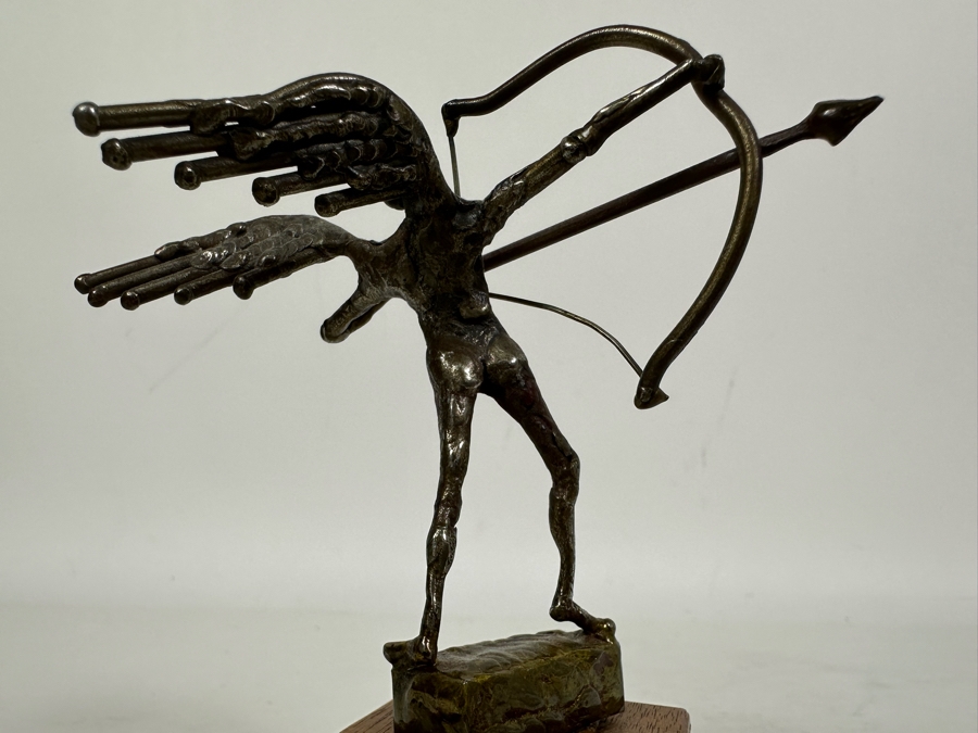 Vintage 1971 Signed Metal Sculpture On Wooden Base 5H [Photo 9]