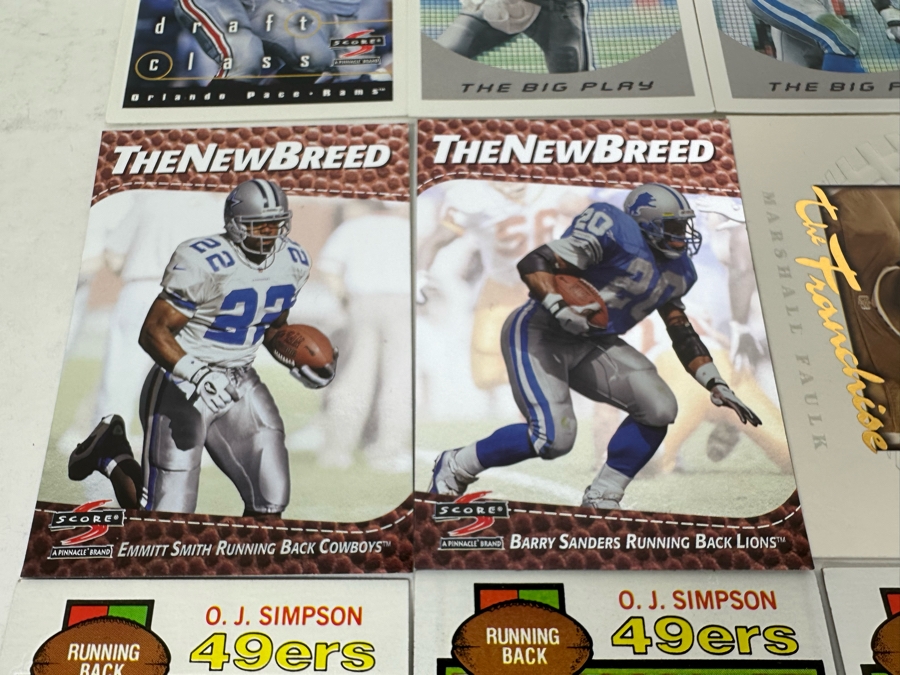 Football Cards Including O.J. Simpson, Barry Sanders, Emmitt Smith, Marshall Faulk, Terrell Davis, Troy Aikman [Photo 3]