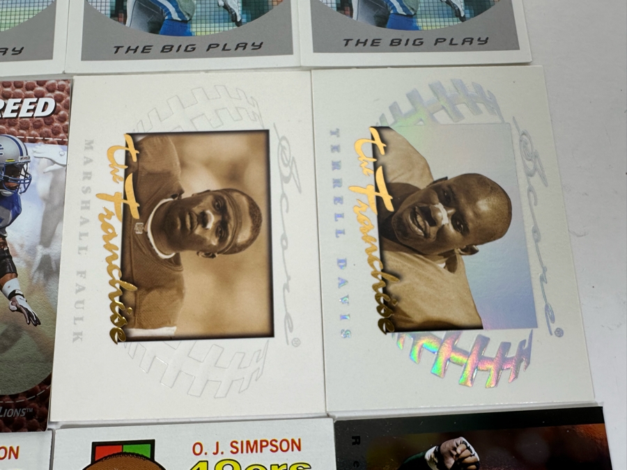 Football Cards Including O.J. Simpson, Barry Sanders, Emmitt Smith, Marshall Faulk, Terrell Davis, Troy Aikman [Photo 4]