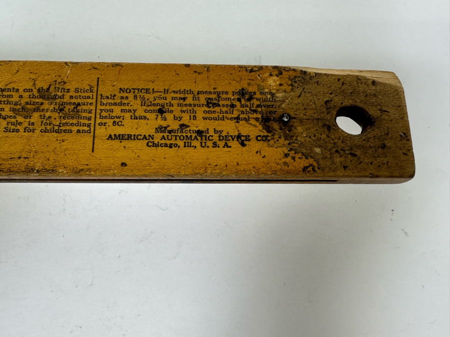 Vintage Ritz Wooden Shoe Size Measuring Device By American Automatic