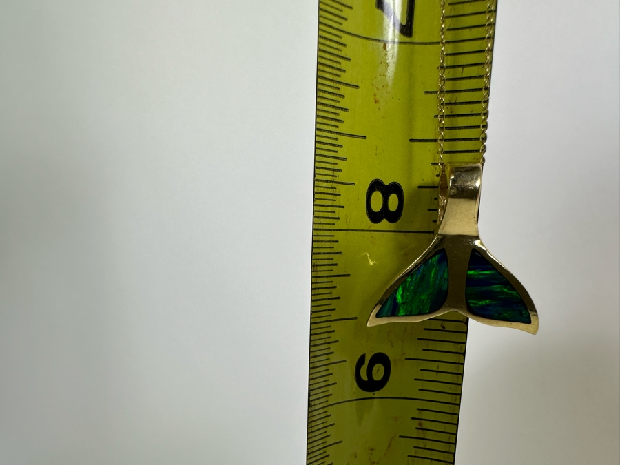 14K Gold Whale Tail Pendant With 14K Gold 16' Chain Necklace 5.4g [Photo 9]