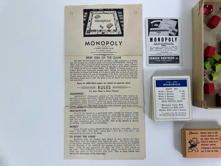 Vintage 1947 Monopoly Game Pieces And Money Plus Rules For 'Short Monopoly' (No Game Board) [Photo 10]