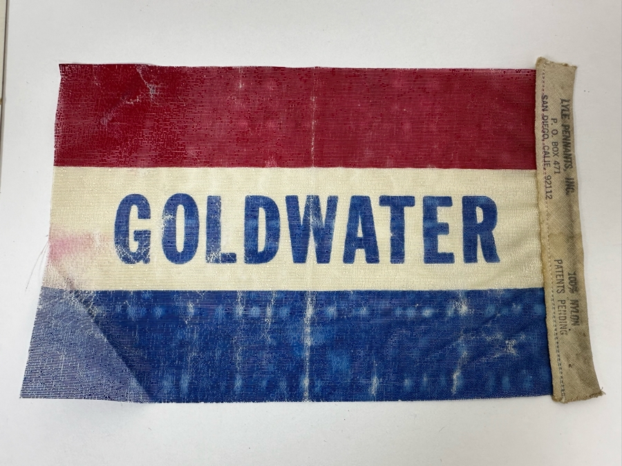 Original Goldwater Presidential Campaign Items Including (2) Presidential Campaign Offset Printing Cardboard Posters 11 X 17, (2) Bumper Stickers, Flag And Headshot [Photo 9]