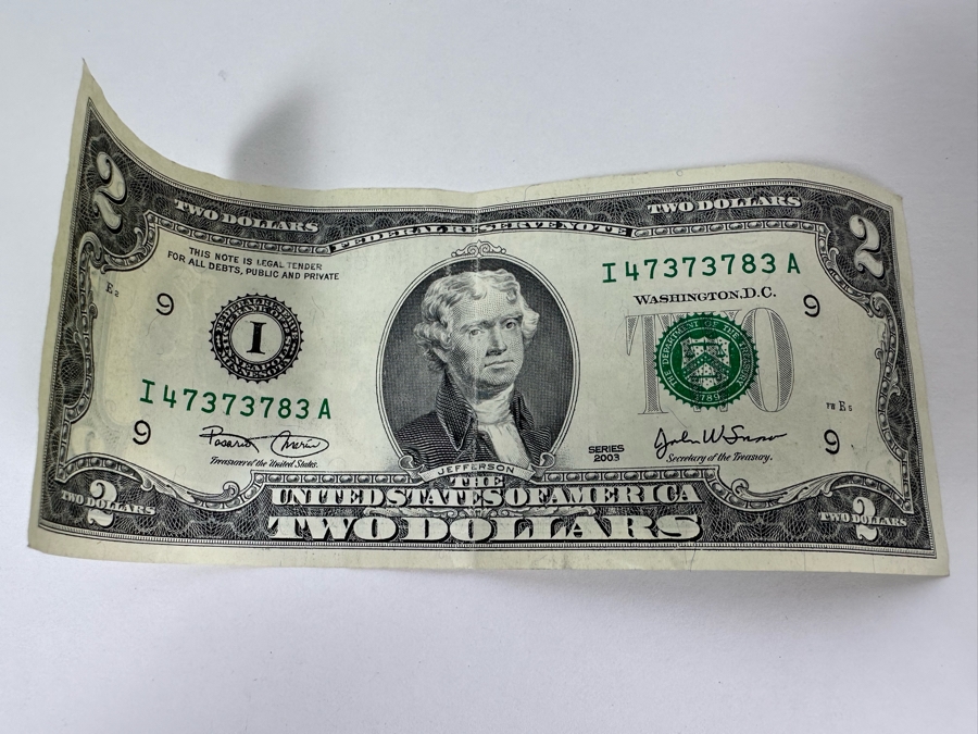 (6) U.S. Two Dollar Bills And (1) Autographed U.S. One Dollar Bill Signed By The 38th Treasurer Of The United States Under Reagan And Bush, Katherine Davalos Ortega [Photo 17]