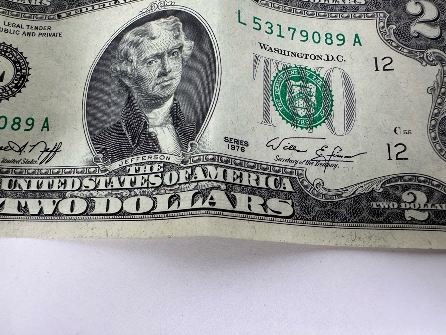 (6) U.S. Two Dollar Bills And (1) Autographed U.S. One Dollar Bill Signed By The 38th Treasurer Of The United States Under Reagan And Bush, Katherine Davalos Ortega [Photo 10]