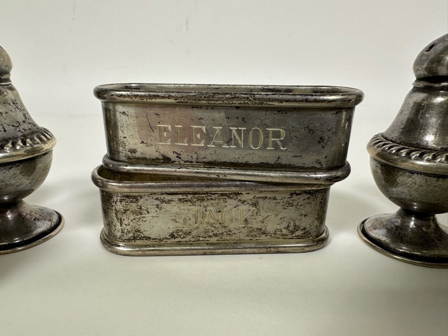 Sterling Silver Napkin Rings And Salt & Pepper Shakers 88.9g [Photo 4]