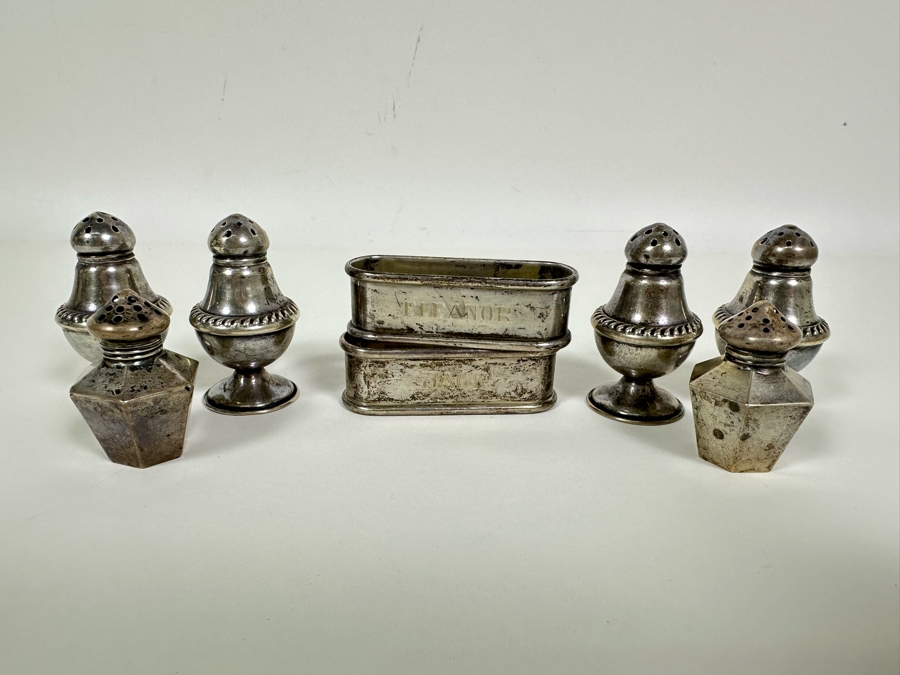 Sterling Silver Napkin Rings And Salt & Pepper Shakers 88.9g [Photo 2]