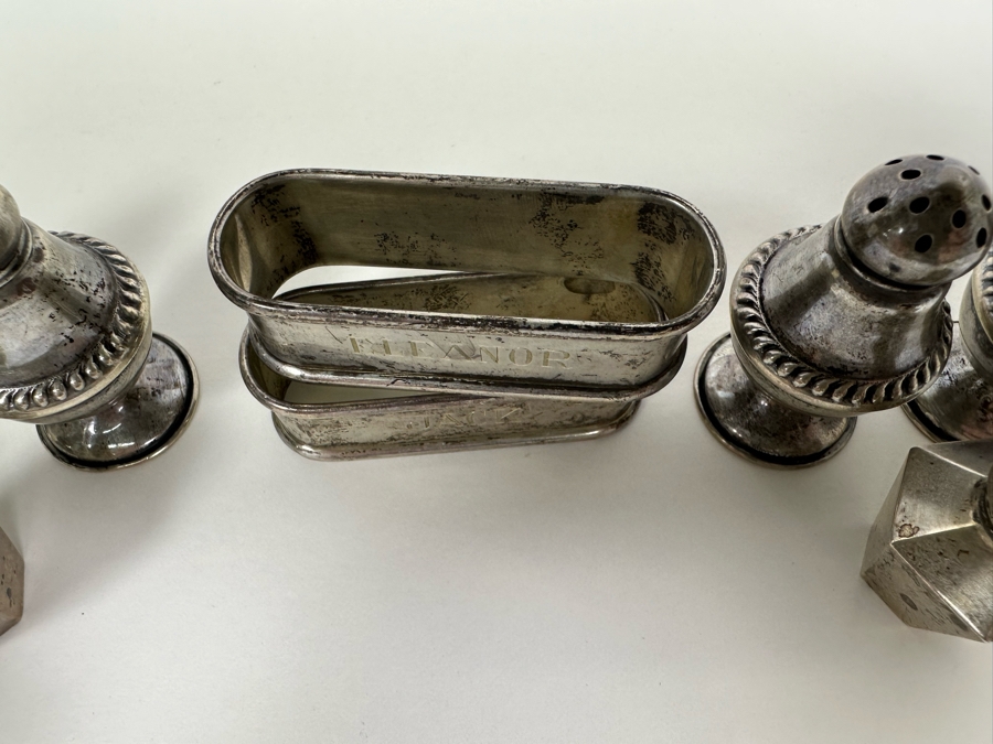 Sterling Silver Napkin Rings And Salt & Pepper Shakers 88.9g [Photo 5]