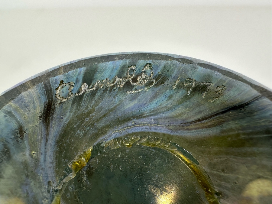 Iridescent Art Glass Vase Signed Arnold 1973 8H [Photo 11]