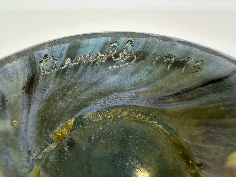Iridescent Art Glass Vase Signed Arnold 1973 8H [Photo 10]