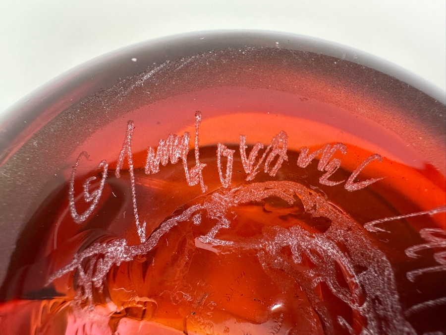 Stunning Signed Art Glass Bowl 8.5W X 3.75H [Photo 10]