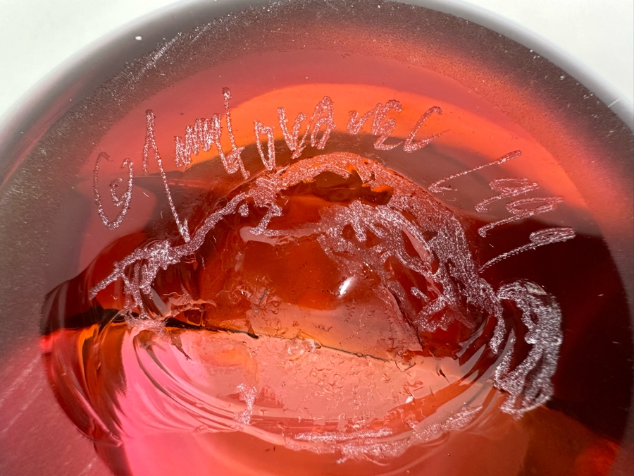 Stunning Signed Art Glass Bowl 8.5W X 3.75H [Photo 9]