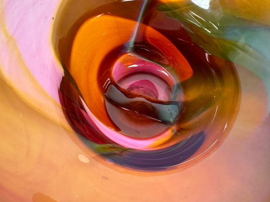 Stunning Signed Art Glass Bowl 8.5W X 3.75H [Photo 7]