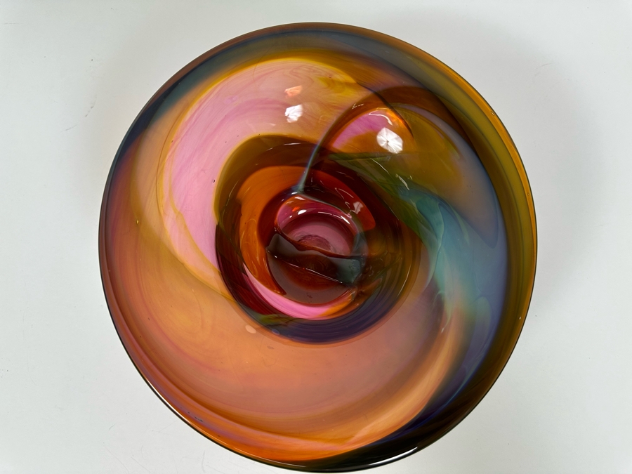 Stunning Signed Art Glass Bowl 8.5W X 3.75H [Photo 6]