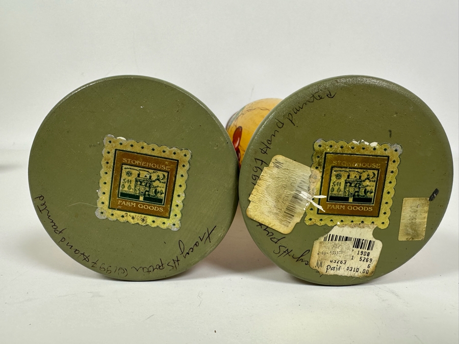 Pair Of Signed Hand Painted Wooden Candlesticks 17H Retailed $310 [Photo 12]