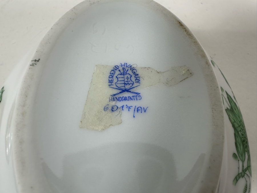 Small Vintage Herend Hungary Chinese Bouquet Green Tureen & Lid With Lemon Finial Handle 5.5W X 4H [Photo 9]