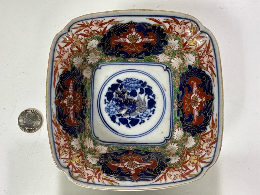 Pair Of Vintage Japanese Imari Porcelain Dishes 8 X 4.5 & 5.25 X 5.25 [Photo 3]