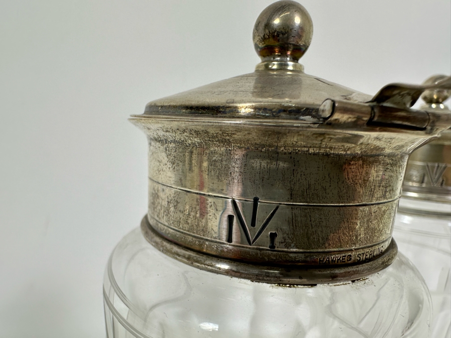 Hawkes Crystal Syrup And Powdered Sugar Dispensers With Sterling Silver Lids Monogramed L.S.D. From The Doheny Estate 7.5H [Photo 9]