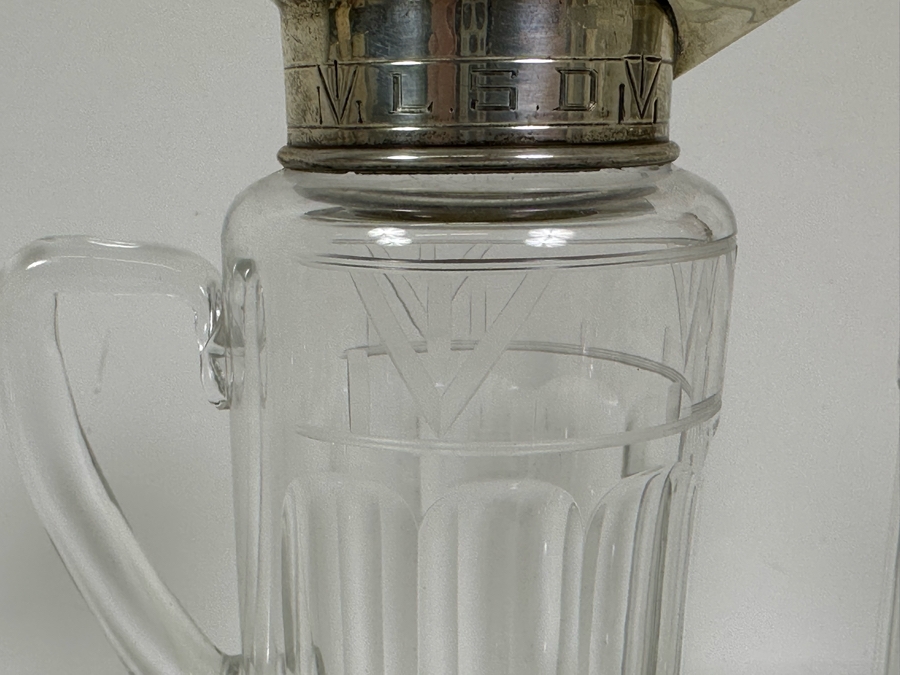 Hawkes Crystal Syrup And Powdered Sugar Dispensers With Sterling Silver Lids Monogramed L.S.D. From The Doheny Estate 7.5H [Photo 6]