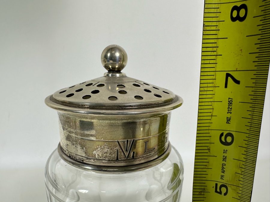 Hawkes Crystal Syrup And Powdered Sugar Dispensers With Sterling Silver Lids Monogramed L.S.D. From The Doheny Estate 7.5H [Photo 14]