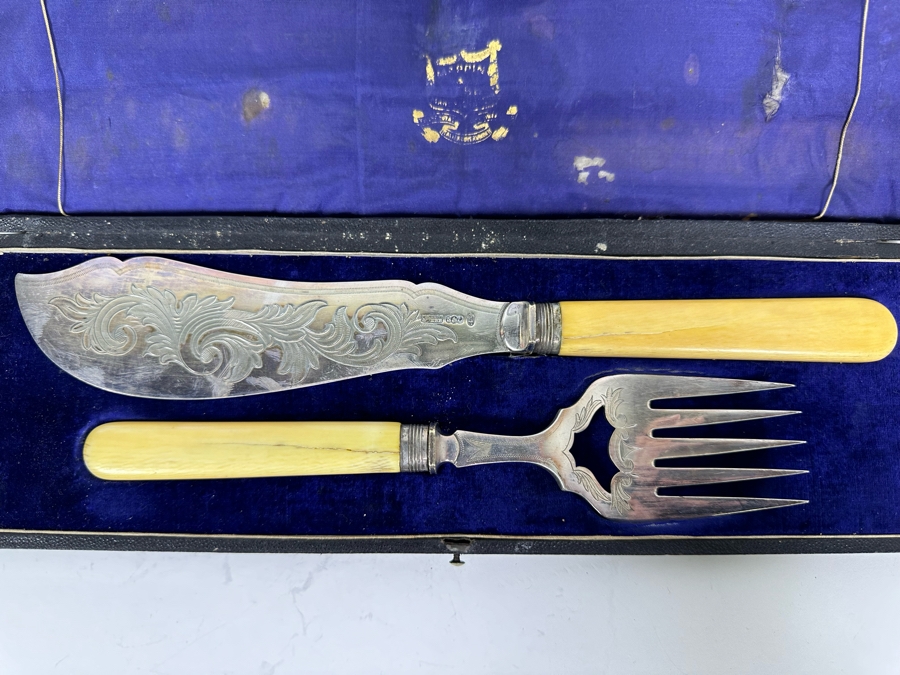 Mappin & Webb Fish Serving Set With Knife And Fork In The Original Box [Photo 3]
